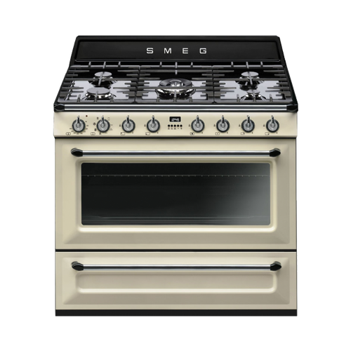 תנור משולב כיריים גז 90×60 ס”מ,מסדרת Victoria צבע שמנת מבית SMEG דגם TR90P1