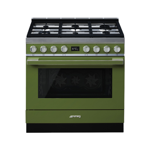 תנור משולב כיריים - ניקוי פירוליטי Smeg CPF9GPOG  גימור ירוק זית 