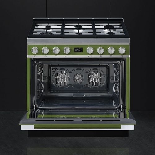 תנור משולב כיריים - ניקוי פירוליטי Smeg CPF9GPOG  גימור ירוק זית 