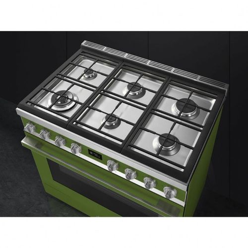 תנור משולב כיריים - ניקוי פירוליטי Smeg CPF9GPOG  גימור ירוק זית 