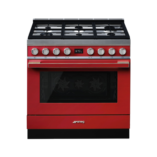 תנור משולב כיריים - ניקוי פירוליטי Smeg CPF9GPOR  גימור אדום