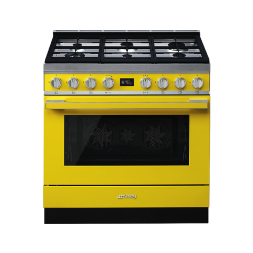 תנור משולב כיריים - ניקוי פירוליטי Smeg CPF9GPYW  גימור צהוב