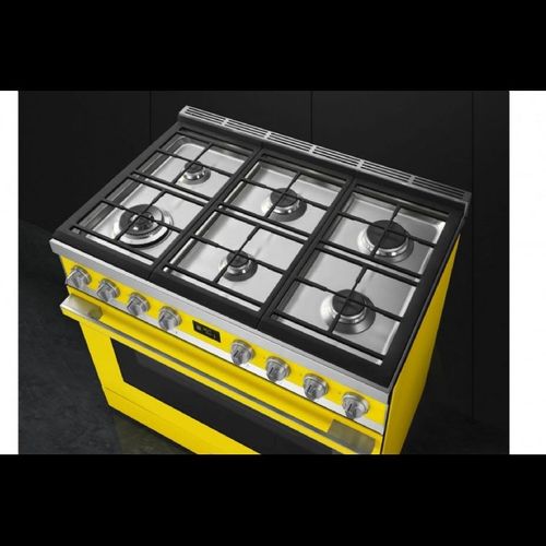 תנור משולב כיריים - ניקוי פירוליטי Smeg CPF9GPYW  גימור צהוב