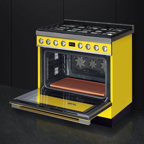 תנור משולב כיריים - ניקוי פירוליטי Smeg CPF9GPYW  גימור צהוב