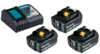 מארז 3 סוללות 18V 4Ah דגם BL1840 ומטען מהיר DC18RC מבית Makita