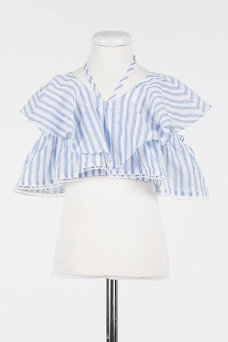 Jacquard muslin top with flounces