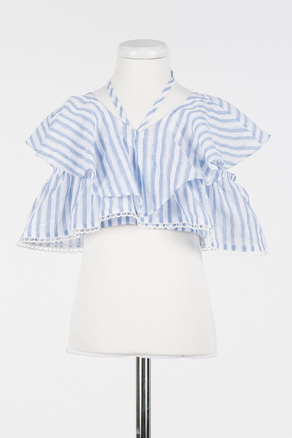 Jacquard muslin top with flounces