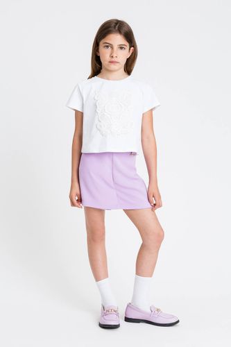 Cropped T-shirt with patch