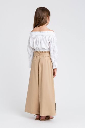 Cropped poplin top with gathering