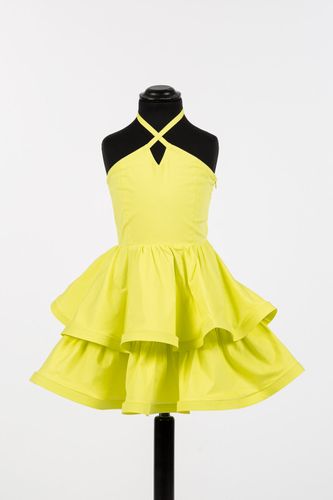 Short poplin halter dress with flounces