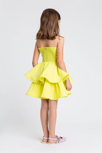 Short poplin halter dress with flounces