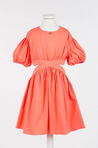 Short poplin dress with cut-out