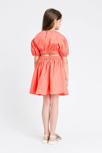 Short poplin dress with cut-out