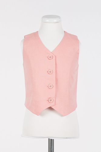 Linen blend single-breasted waistcoat