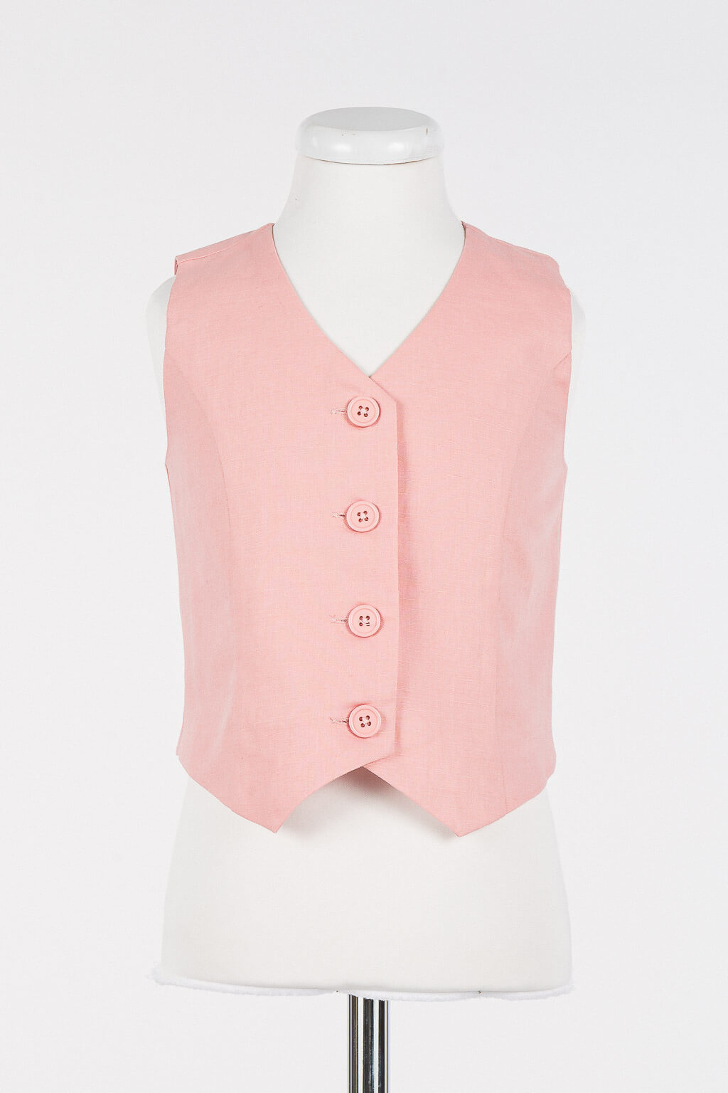 Linen blend single-breasted waistcoat