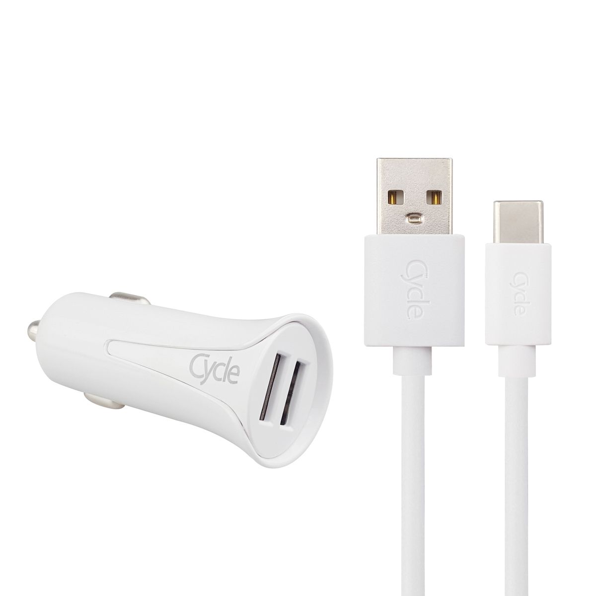 Cycle Car 2A 2USB Type-c - מטען רכב + כבל טייפ סי
