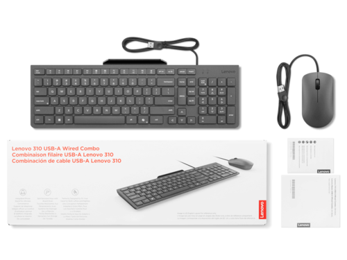 מקלדת ועכבר חוטי Lenovo 310 USB-A Wired Combo Hebrew GX31R09784 - שפה עברית / אנגלית