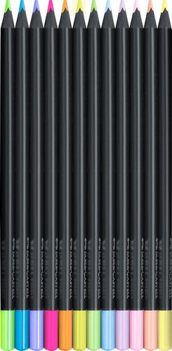 סט 12 עפרונות צבעוניים עם עץ שחור Black Edition - גווני METALLIC