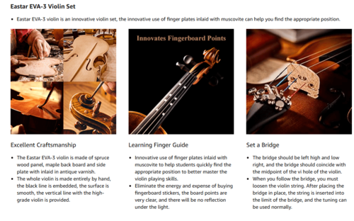 ערכת כינור מלאה 4\1 EVA-3 מבית EASTAR