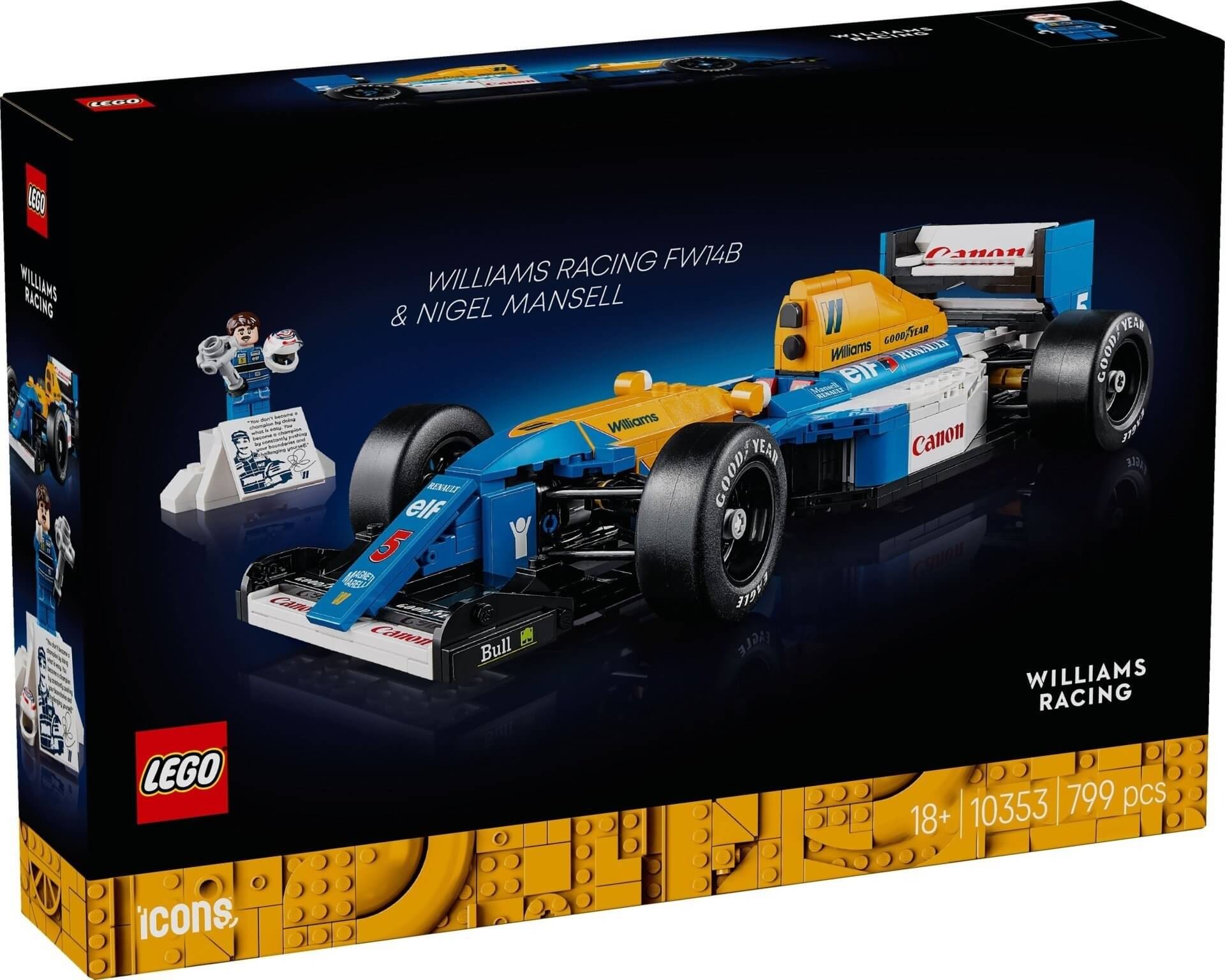 משחק לגו מכונית מרוץ Williams Racing FW14B & Nigel Mansell  לגילאי 18+