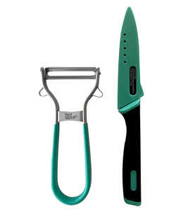 מארז חיתוך וקילוף - סכין חיתוך 10 ס"מ + קולפן דו-כיווני SHINE & SHARP ירוק FOOD APPEAL פוד אפל