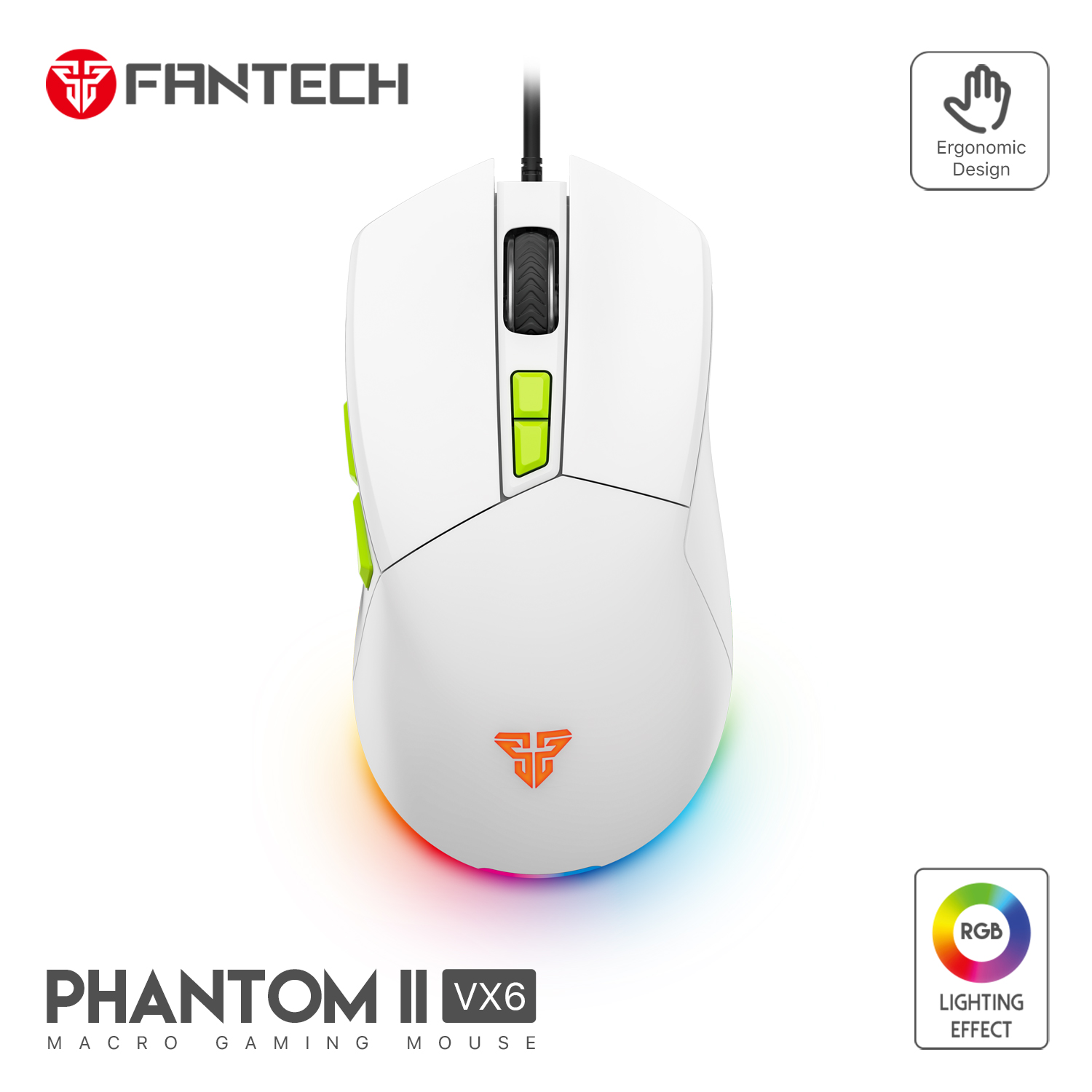עכבר גיימינג חוטי Fantech VX6 לבן