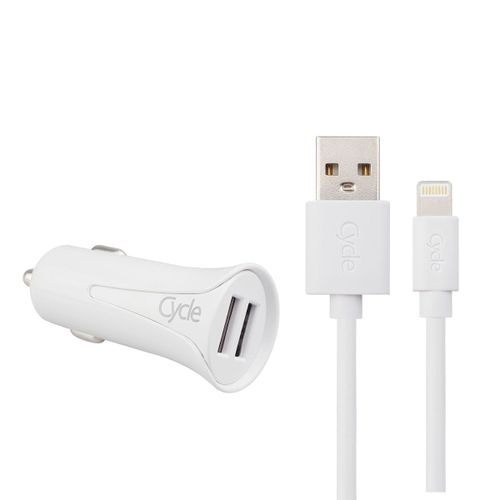 Cycle Car 2A 2USB Lightning - מטען רכב + כבל איפון