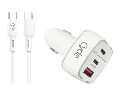 מטען לטלפון לרכב QC PD 65W טעינה מהירה עם 2 יציאות USB-C, יציאת USB-A + כבל USB-C ל-USB-C מבית CYCLE