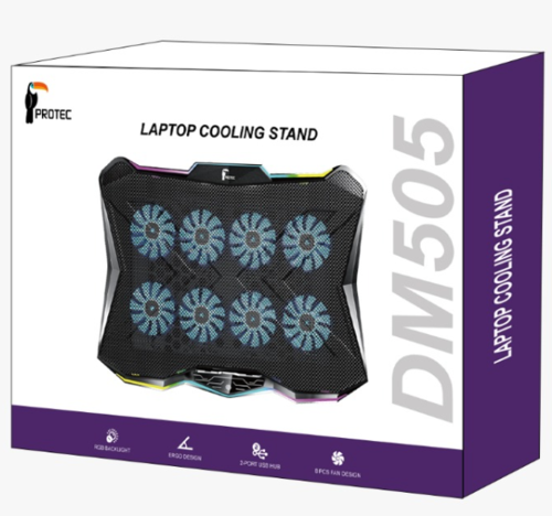  מעמד למחשב נייד עם מאווררי קירור ותאורת RGB חיצונית DM505