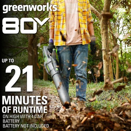 מפוח עלים GREENWORKS 80V PRO דגם 99558 עם מנוע Brushless, מהירות אוויר 233 קמ