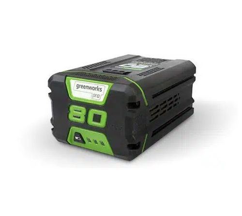 יחידת כח נישאת GREENWORKS 80V PRO דגם 99782 עם שתי סוללות 4 אמפר ומטען כפול, מערכת מקצועית לעבודה רציפה וממושכת בגינון