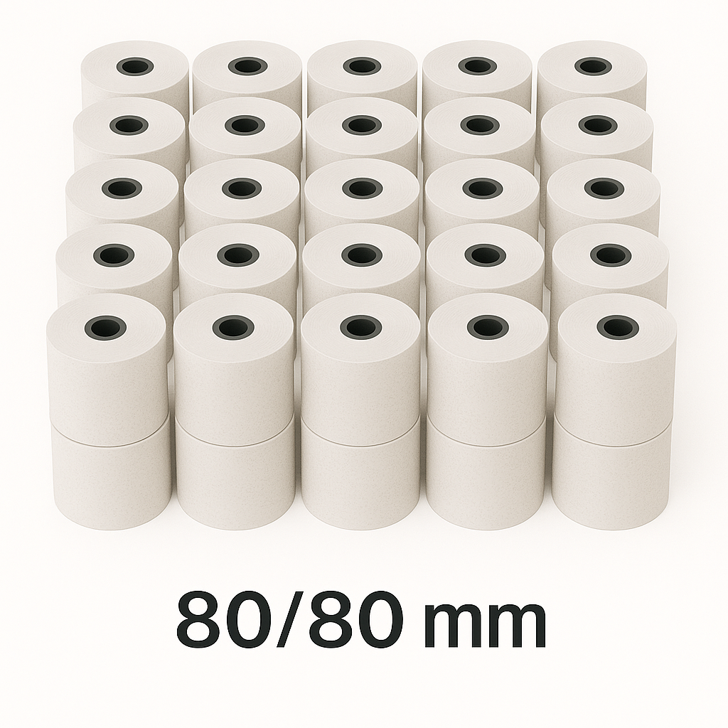 קרטון גלילי נייר טרמי 80/80 מ"מ למכשירי אשראי- 50 יחידות