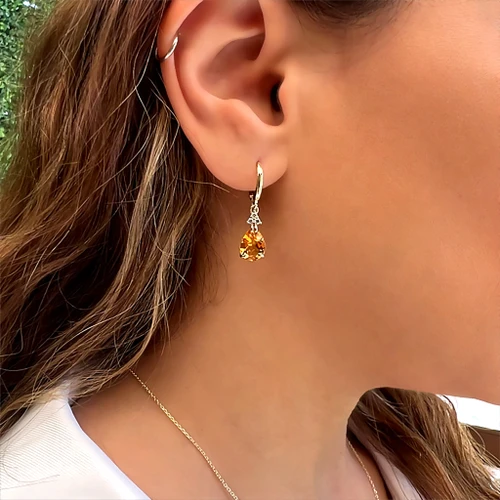 עגילי סיטרין מעוצבים מזהב 14K