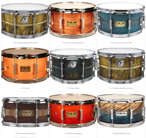 תוף סנר עבודת יד 14 אינץ' / 7 אינץ' בגימור כחול Barn Blue מבית Pork Pie Percussion