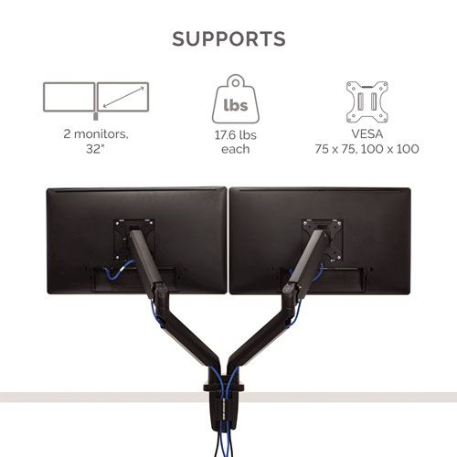 זרוע מתכווננת ל 2 מסכים שחור Platinum Fellowes במלאי