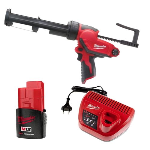  אקדח סיליקון נטען  12V + סוללה 2A + מטען milwaukee M12 PCG/310C 