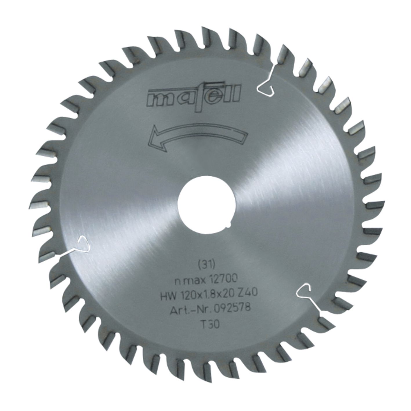 להב TCT 120 x 1.2/1.8 x 20 mm / 40 trapezoidal teeth - מאפל MAFELL