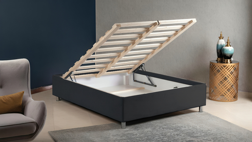 בסיס מיטה יחיד מרופד עם ארגז מצעים