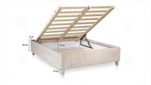 בסיס מיטה ברוחב וחצי מרופד עם ארגז מצעים