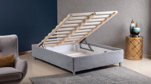 בסיס מיטה זוגי מרופד עם ארגז מצעים