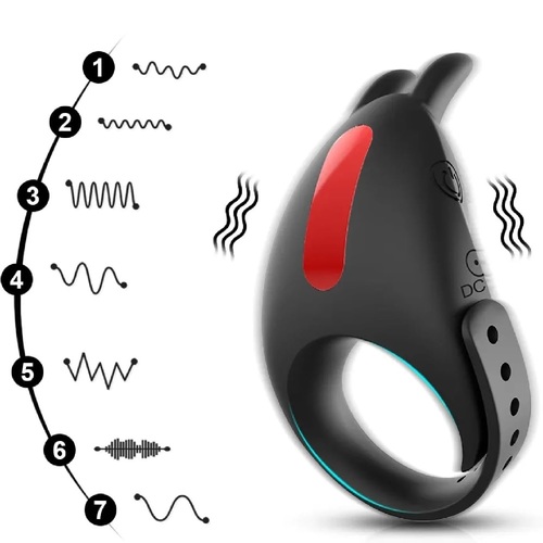 טבעת רטט מתכווננת 7 עוצמות רטט נטענת USB