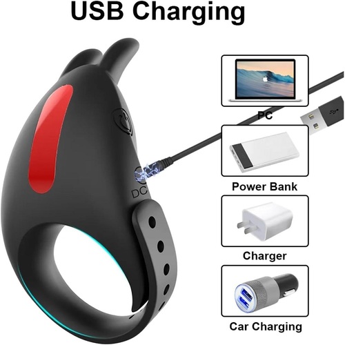 טבעת רטט מתכווננת 7 עוצמות רטט נטענת USB