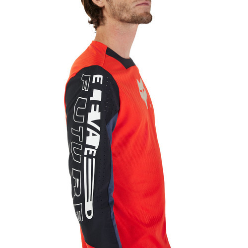 חולצת רכיבה ארוכה לילדים פוקס אדום / שחור -FOX YTH DEFEND LS JERSEY ELEVATED V25