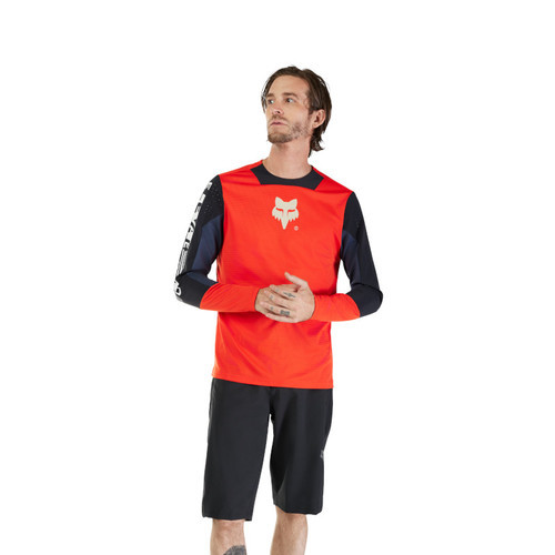חולצת רכיבה ארוכה לילדים פוקס אדום / שחור -FOX YTH DEFEND LS JERSEY ELEVATED V25