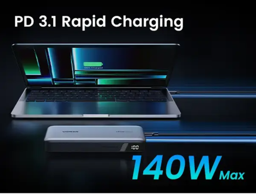 סוללת גיבוי הטענה מהירה UGREEN Power Bank 25000mAh 145W שלוש יציאות ותצוגת LED חכמה