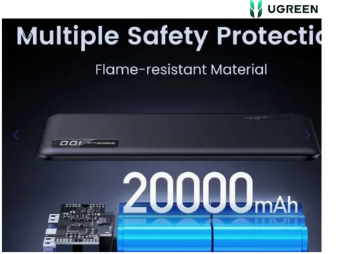 סוללת גיבוי לשטח להטענת טלפון UGREEN Nexode 20000mAh 20W PD שחור
