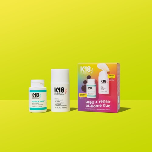 צמד מוקטן הכנה ושיקום שיער K18 Biomimetic Hairscience Prep + Repair at Home Duo