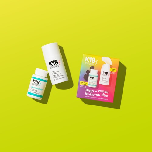 צמד מוקטן הכנה ושיקום שיער K18 Biomimetic Hairscience Prep + Repair at Home Duo