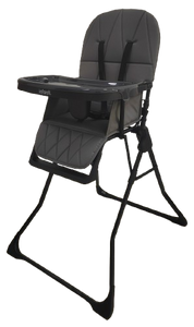 כסא אוכל אפטיטו Apetito עם קיפול קומפקטי, ריפוד דמוי עור ומגש כפול - אפור