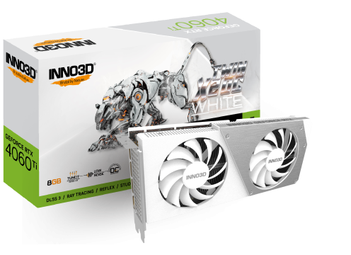 כרטיס מסך Inno3D RTX 4060 Ti (DLSS 3) 8GB TWIN X2 OC White